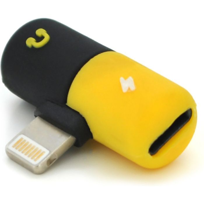 Переходник Lightning M to 2xLightning F black-yellow Voltronic (YT-SL/2L)