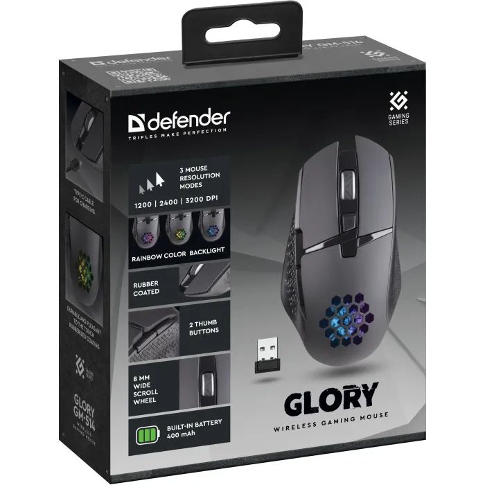 Мышка Defender Glory GM-514 LED Wireless Black (52514) изображение 7