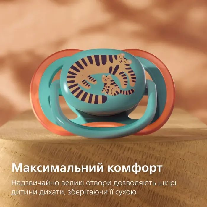 Пустушка Philips AVENT Ultra Air 6-18 місяців 2 шт, зелено-блакитна (SCF087/11) зображення 2