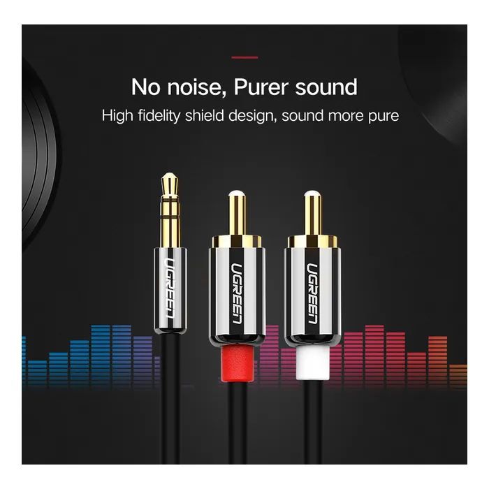 Кабель мультимедийный 3.5mm M to 2xRCA M 2.0m AV116 black Ugreen (10584) изображение 3 Кабель мультимедийный 3.5mm M to 2xRCA M 2.0m AV116 black Ugreen (10584) изображение 3