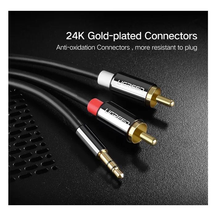 Кабель мультимедийный 3.5mm M to 2xRCA M 2.0m AV116 black Ugreen (10584) изображение 5 Кабель мультимедийный 3.5mm M to 2xRCA M 2.0m AV116 black Ugreen (10584) изображение 5