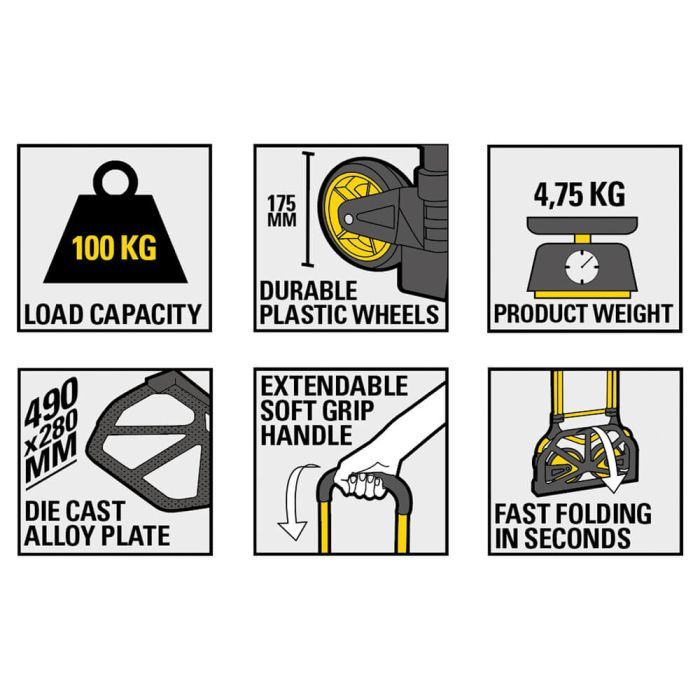 Тележка грузовая Stanley до 100кг, размер платформы 49х28см, вес 4,75кг (SXWT-FT582) изображение 14