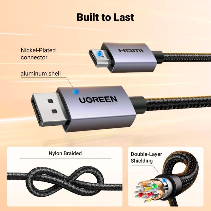 Кабель мультимедійний DisplayPort M to HDMI M 1.5m V2.0 4K30Hz DP125 black Ugreen (35841) зображення 9