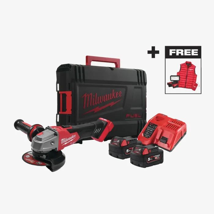 Шлифовальная машина Milwaukee M18 FSAG125XBMC-502X 2x5Ah, HDкейс, M18 ALIS-0, жилет (4933499453)