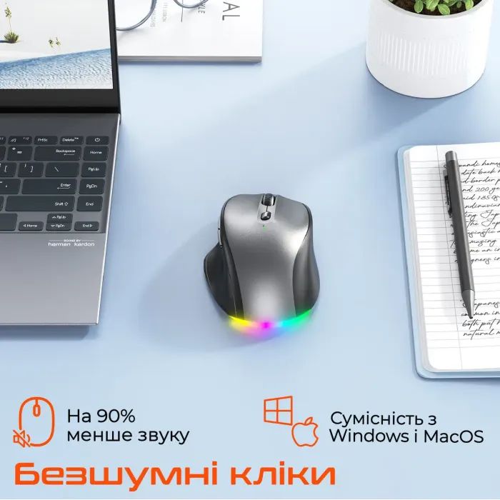 Мышка Meetion BTM007 Wireless/Bluetooth Gray (MT-BTM007-W) изображение 3