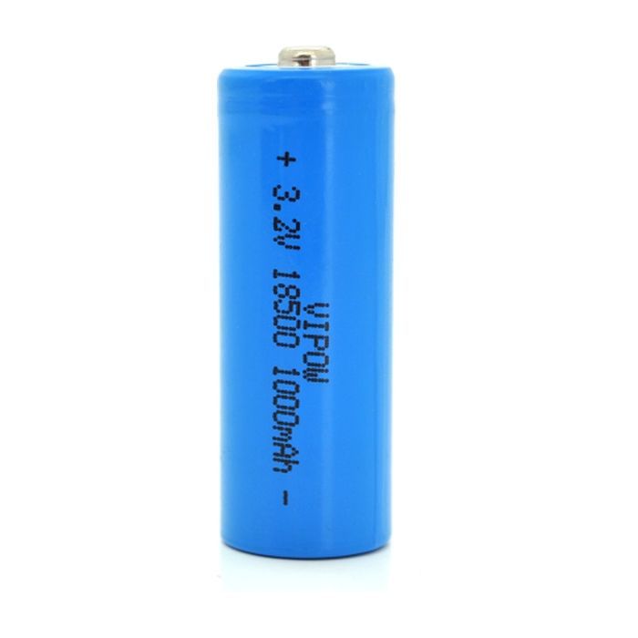 Аккумулятор 18500 1000mAh, LiFePO4, TipTop, 3.2V, Blue Vipow (IFR18500-600mAhTT)