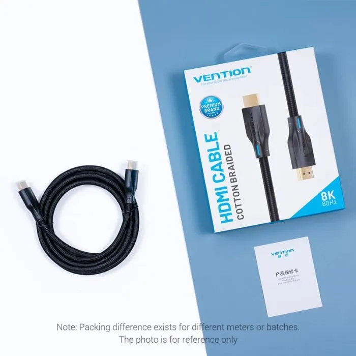 Кабель мультимедийный HDMI M to HDMI M 2.0m 8K60Hz cotton braided black Vention (AAUBH) изображение 7