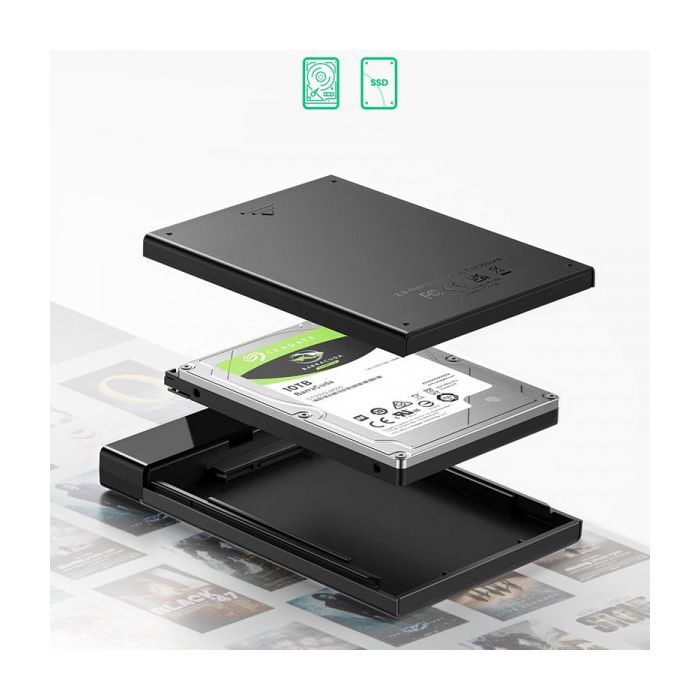 Кишеня зовнішня UGREEN USB 3.1 to 2.5" HDD/SSD US221 black (50743) зображення 3