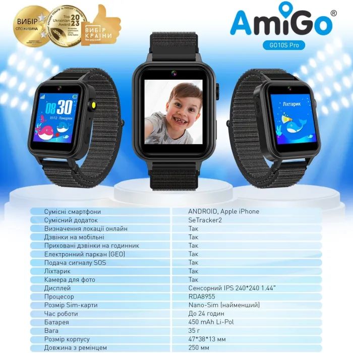 Смарт-часы Amigo GO10S Pro WIFI Рожевий Смарт-годинник для дітей (1182493) изображение 3