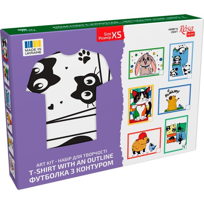 Набір для творчості Rosa футболка-розмальовка, Black Cats, бавовна 100, розмір XS (4823098544852) зображення 2