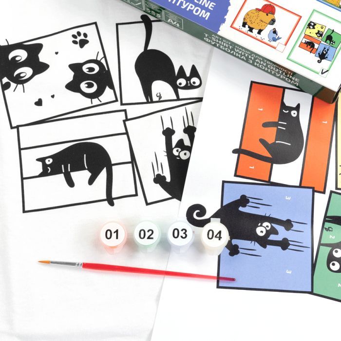 Набір для творчості Rosa футболка-розмальовка, Black Cats, бавовна 100, розмір XS (4823098544852) зображення 3