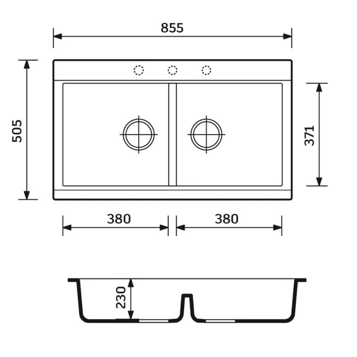 Мойка кухонная Adamant Similar чорний + змішувач + дозатор + ополіскувач склянок + колан (4824296106503) изображение 9