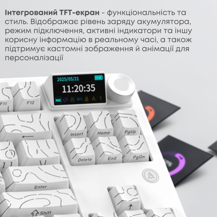 Клавиатура Ajazz AK870 V2 Maillard Switch Wireless/Bluetooth/USB UA White (AK870-V2-S-W) изображение 10