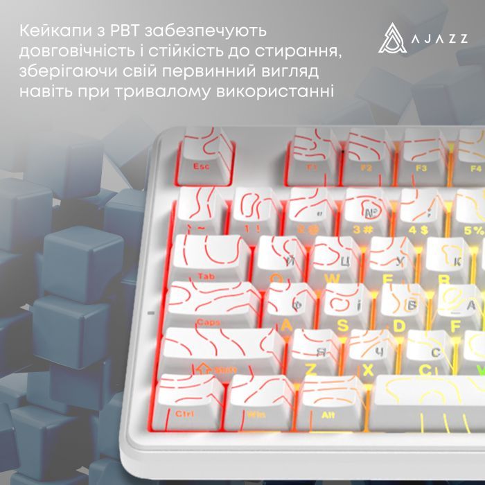 Клавиатура Ajazz AK870 V2 Maillard Switch Wireless/Bluetooth/USB UA White (AK870-V2-S-W) изображение 13