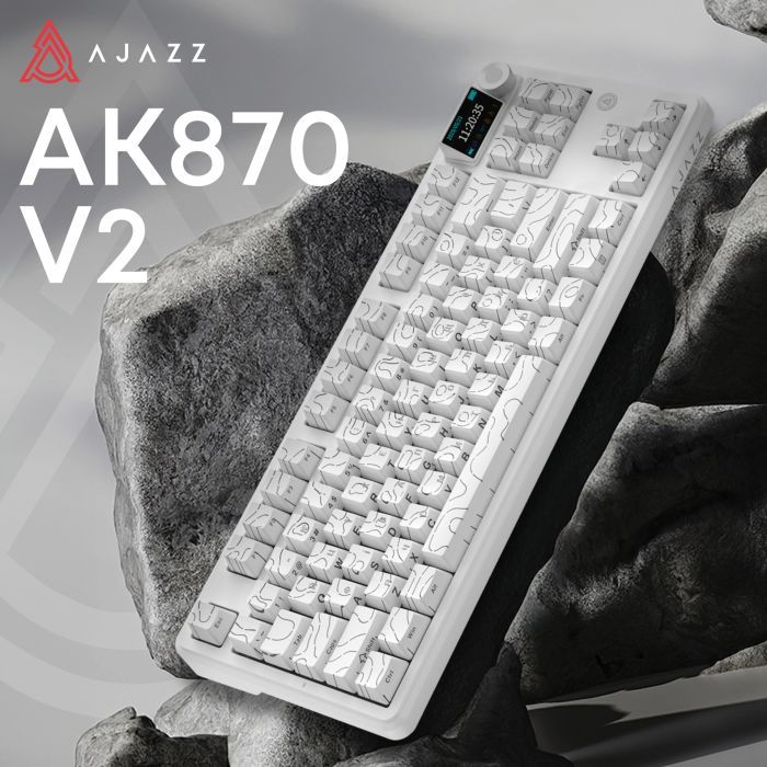 Клавиатура Ajazz AK870 V2 Maillard Switch Wireless/Bluetooth/USB UA White (AK870-V2-S-W) изображение 6