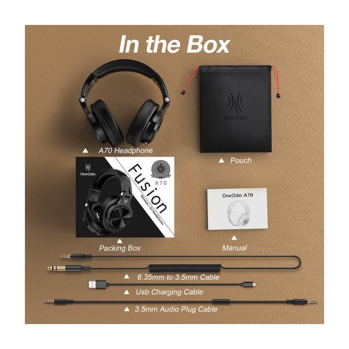 Наушники OneOdio Fusion A70 Bluetooth+3,5мм/6,35мм Black (A70 Black) изображение 4