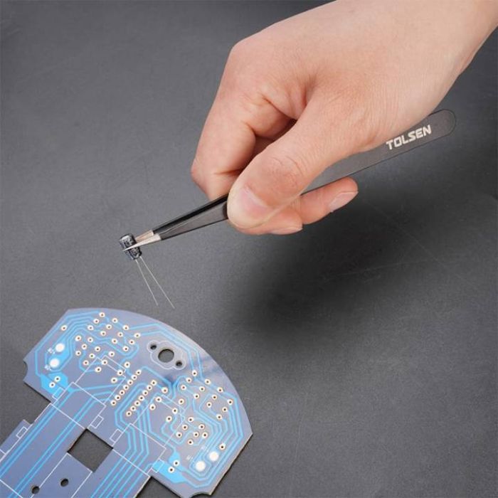 Пінцет Tolsen 3 шт нержавійка антистатичне покриття (38085) зображення 2