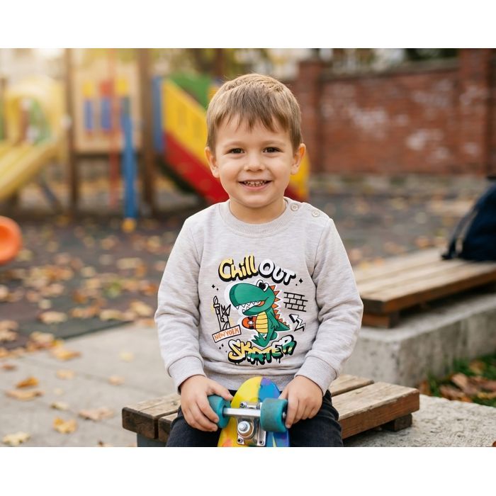 Кофта детская Breeze с динозавром (19225-86B-beige) изображение 5