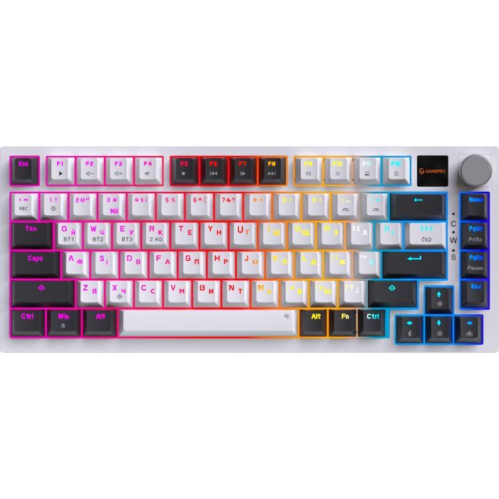 Клавиатура GamePro Asgard Valhalla Pro QLAB Sakura Switch RGB Bluetooth/Wireless/USB-C UA White (MK160-W-D-QS-PRO) изображение 2