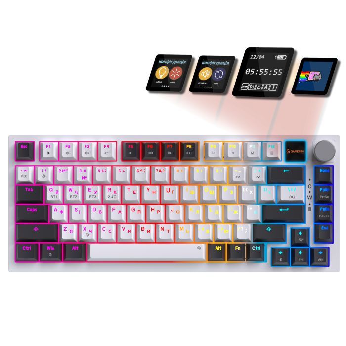 Клавиатура GamePro Asgard Valhalla Pro QLAB Sakura Switch RGB Bluetooth/Wireless/USB-C UA White (MK160-W-D-QS-PRO) изображение 2
