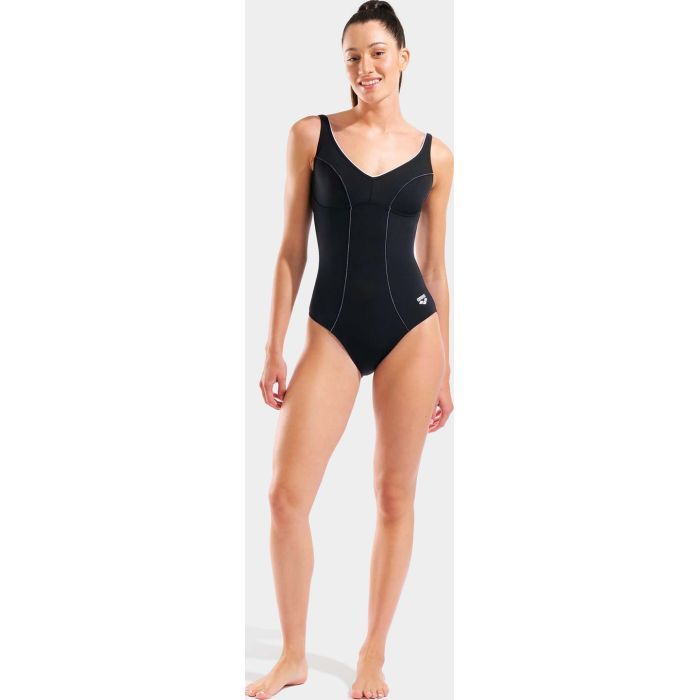 Купальник Arena Clip Back Swimsuit Solid B 010651-510 чорний, білий 38 (3468337746331) изображение 2