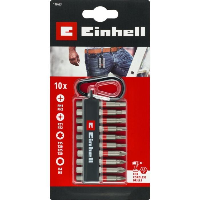 Набор бит Einhell ударные, 50mm, карабин, 10шт (118623) изображение 2