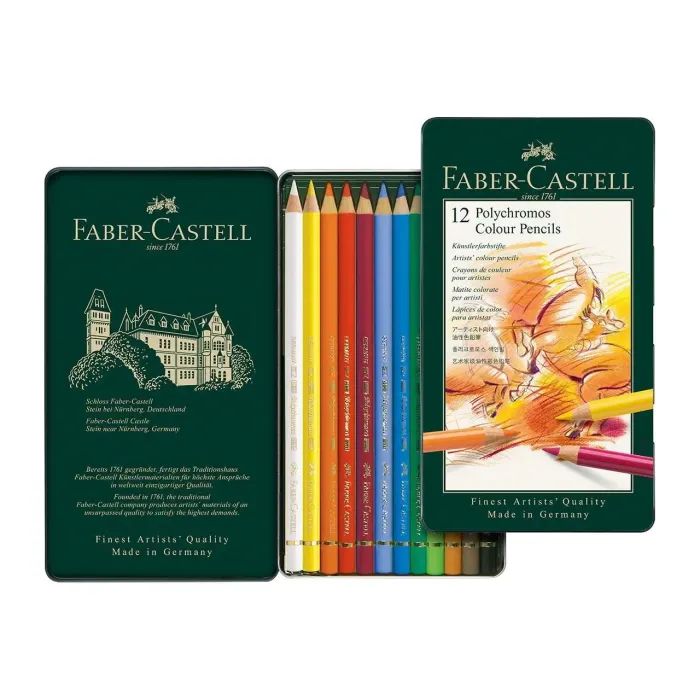 Карандаши цветные Faber-Castell Polychromos, металева коробка, 12 кольорів (110012) (15440) изображение 3