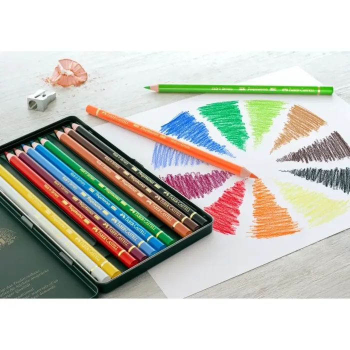 Карандаши цветные Faber-Castell Polychromos, металева коробка, 12 кольорів (110012) (15440) изображение 5