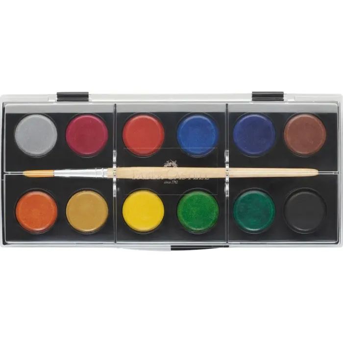 Акварельные краски Faber-Castell суха, з пензлем, D24мм, 12 кольорів (32297) изображение 3