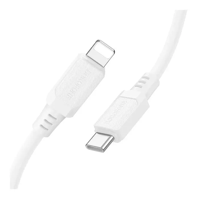 Дата кабель USB-C to Lightning 1.0m PD silicone BX115 Lotto white BOROFONE (6941991119613)