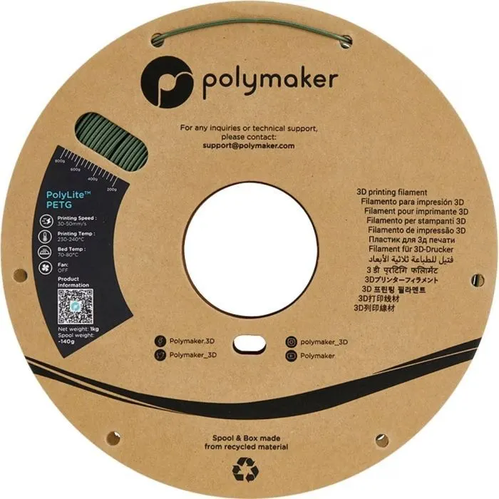 Пластик для 3D-принтера Polymaker PETG POLYLITE 1,75mm 1kg DARK GREEN (PB01035) зображення 2