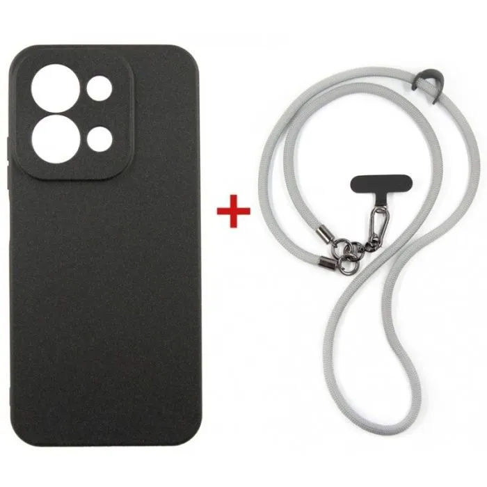 Чехол для мобильного телефона Dengos Case + Cross-body Strap Xiaomi Redmi 15C Black+Grey (DG-KM-CCRB-47)