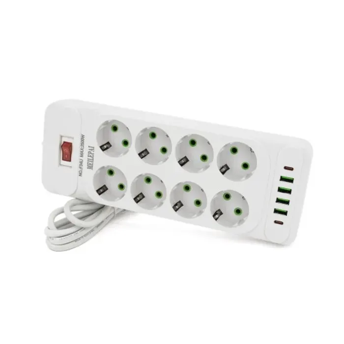 Сетевой фильтр питания Meilepai F34U, 8 роз EU, 4USB, 2PD White (F34U-White)