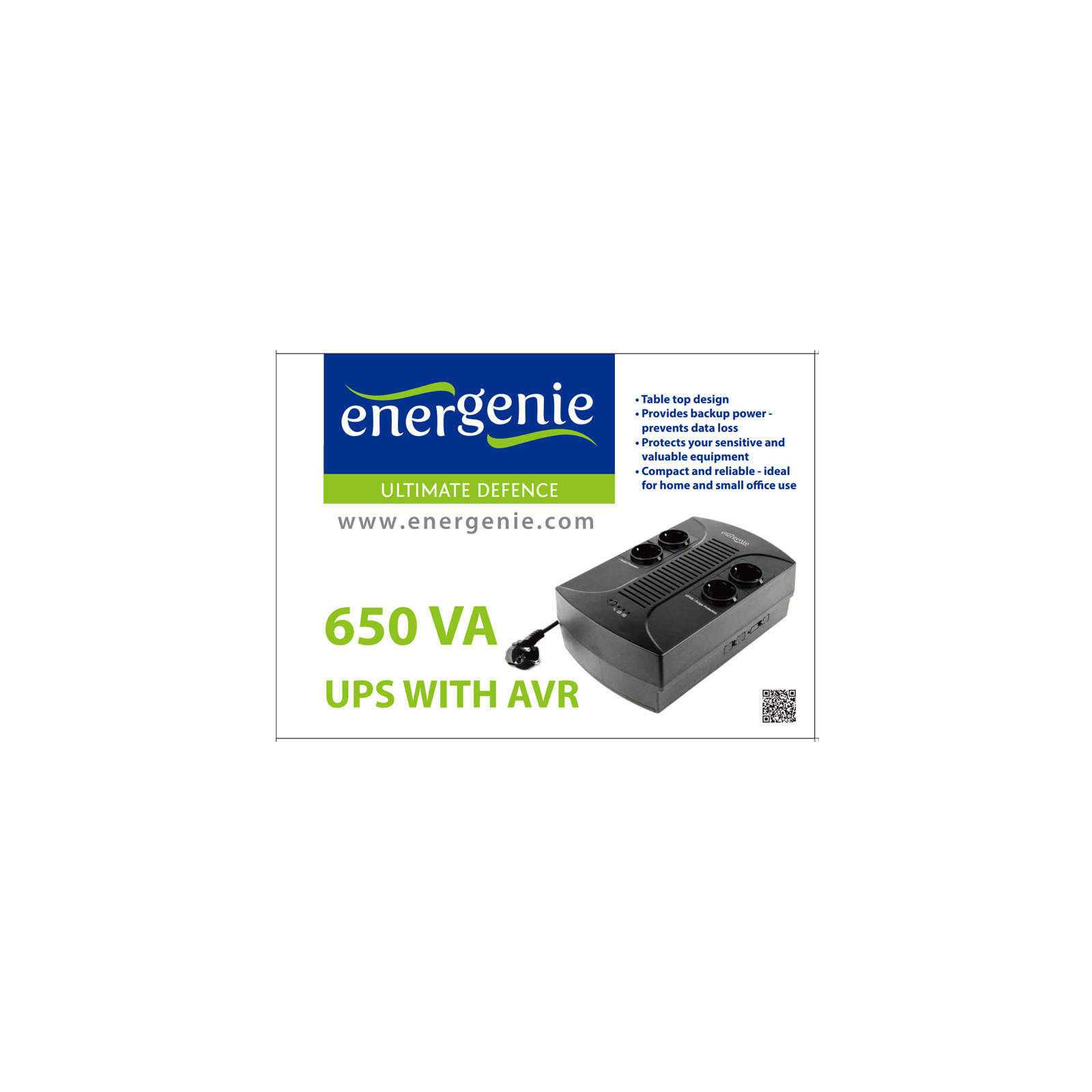 Пристрій безперебійного живлення EnerGenie EG-UPS-001 650VA, (EG-UPS-001) зображення 3