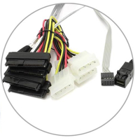Кабель для передачи данных Adaptec MiniSAS HD (SFF-8643) to 4xSATA/SAS(SFF-8482) 0.8m (ACK-I-HDmSAS-4SAS-SB-0.8M/2280100-R) изображение 2