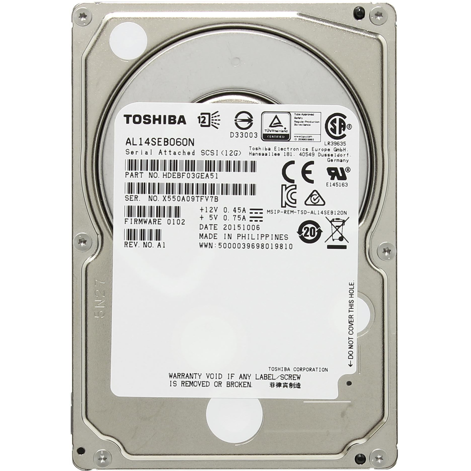 Жесткий диск для сервера 600GB Toshiba (AL14SEB060N)