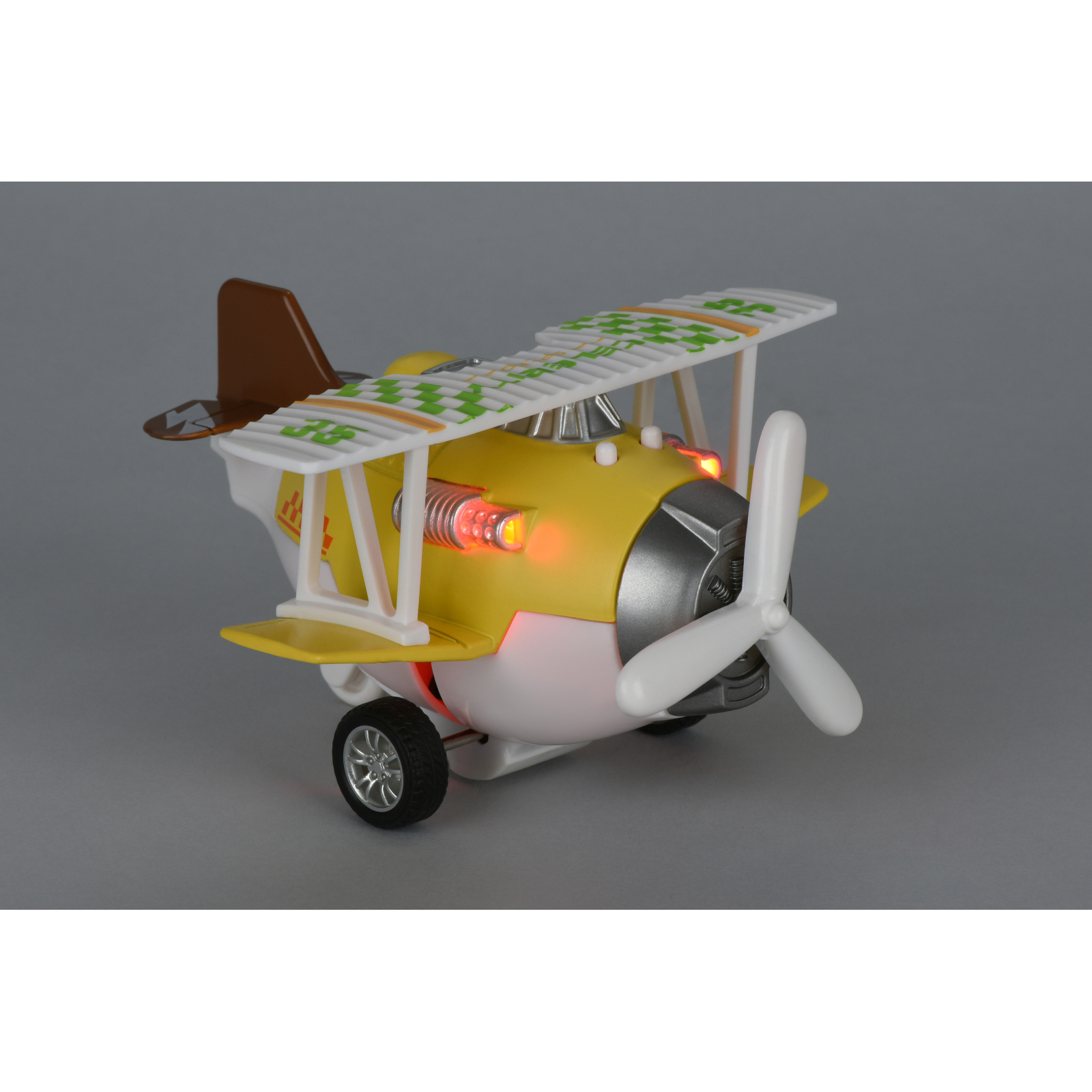 Спецтехніка Same Toy Самолет металический инерционный Aircraft желтый со светом и (SY8015Ut-1) зображення 2