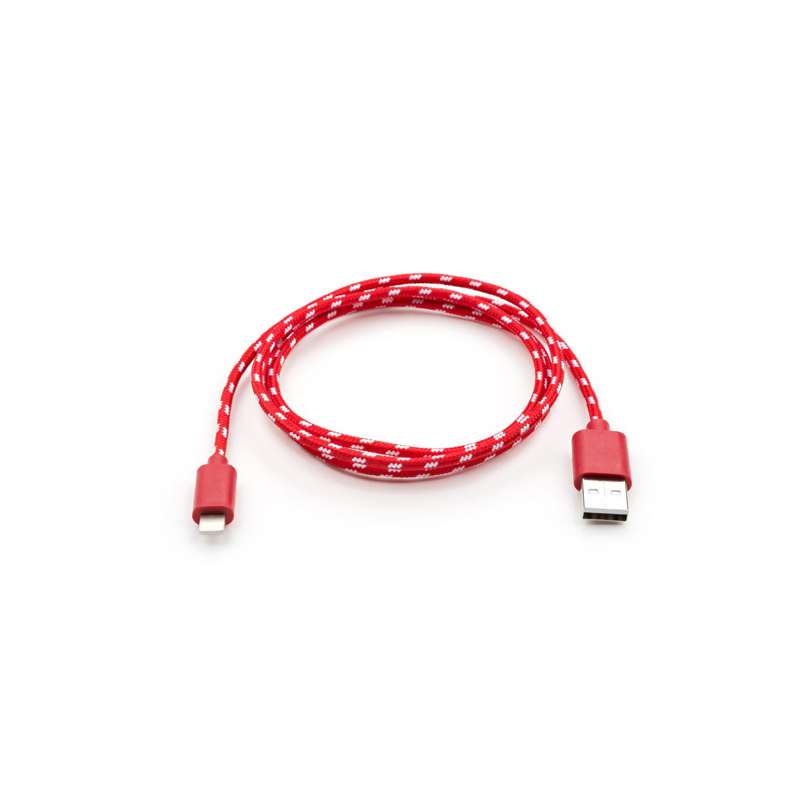 Дата кабель USB 2.0 AM to Lightning 2color nylon 1m red Vinga (VCPDCLNB31R) зображення 2