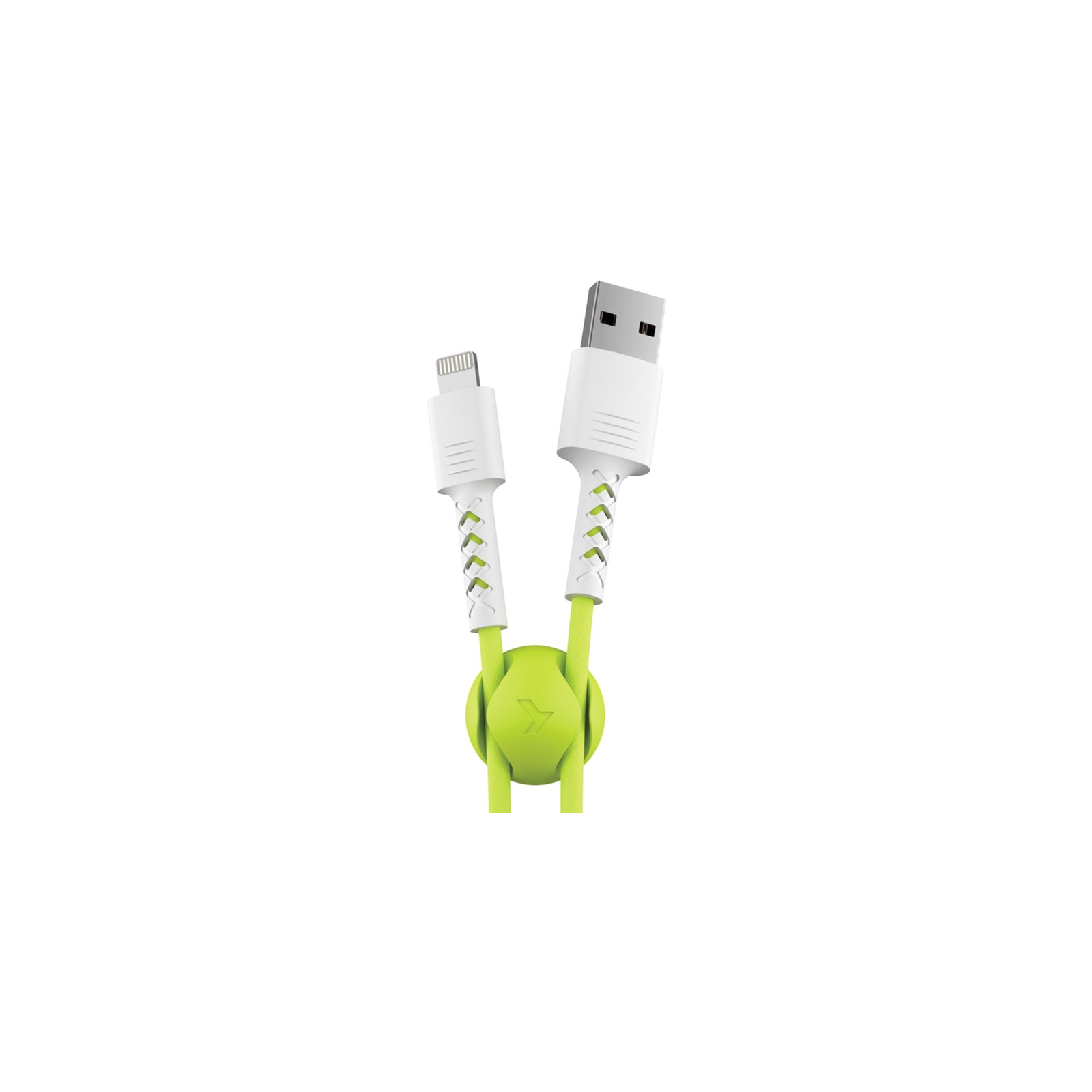 Дата кабель USB 2.0 AM to Lightning 1.0m Soft white/lime Pixus (4897058531183)