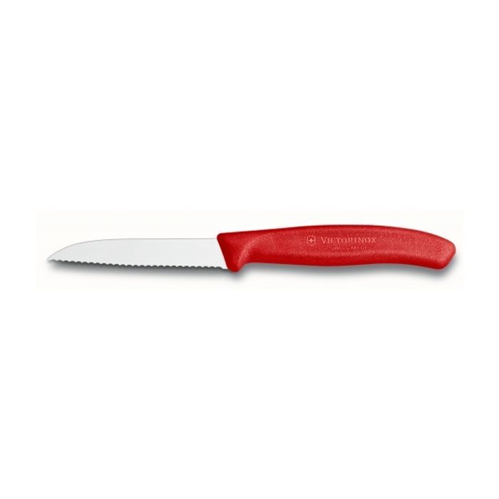 Кухонный нож Victorinox SwissClassic для овощей 8см, волнистое лезвие, красный (6.7431)