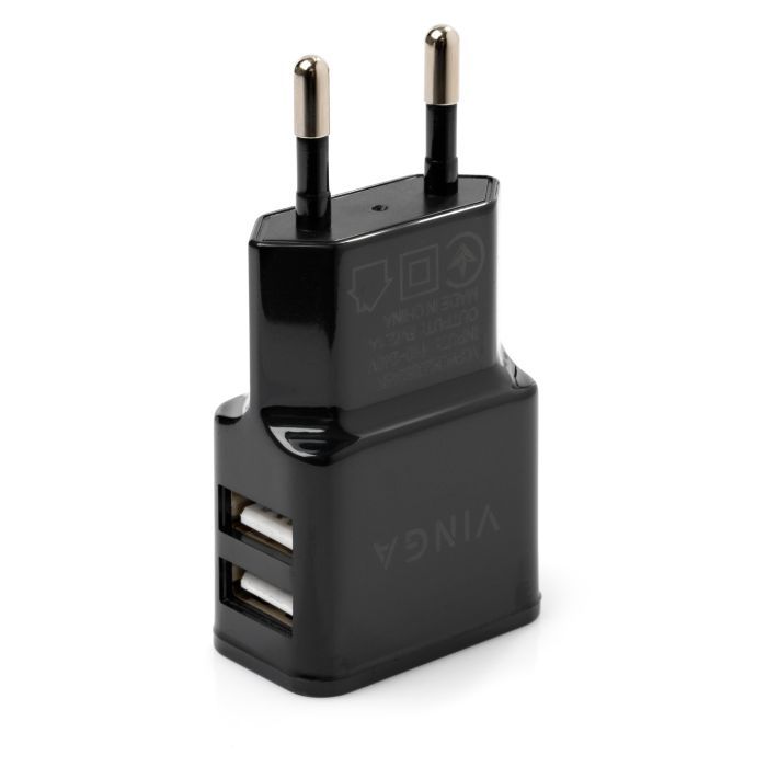 Зарядное устройство Vinga 2 Port USB Wall Charger 2.1A (VCPWCH2USB2ABK) изображение 3
