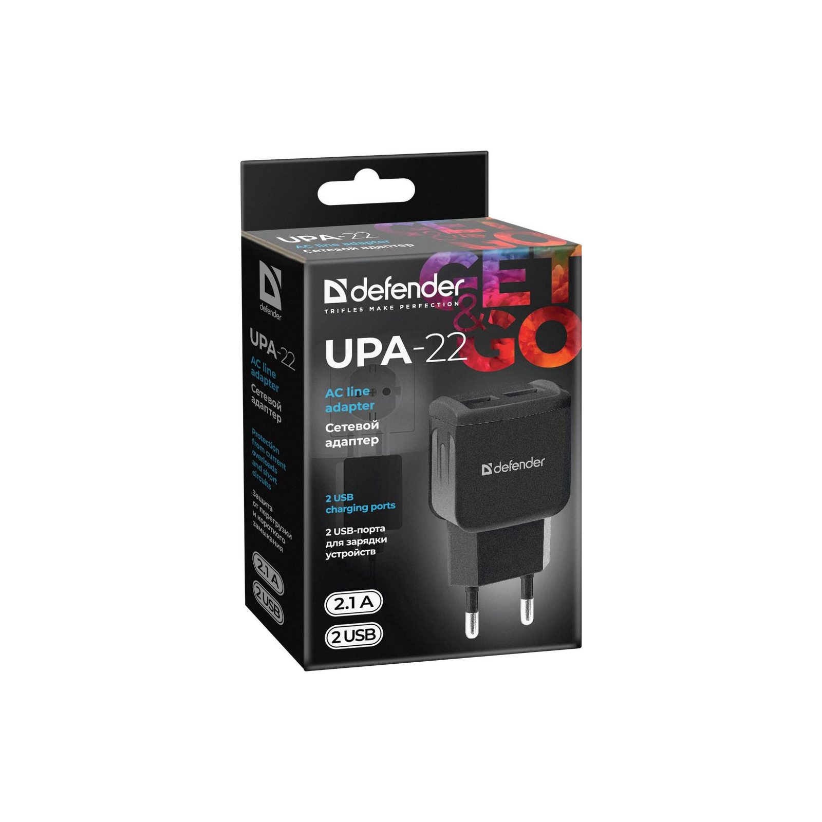 Зарядное устройство Defender UPA-22 black, 2xUSB, 2.1A (83579) изображение 3