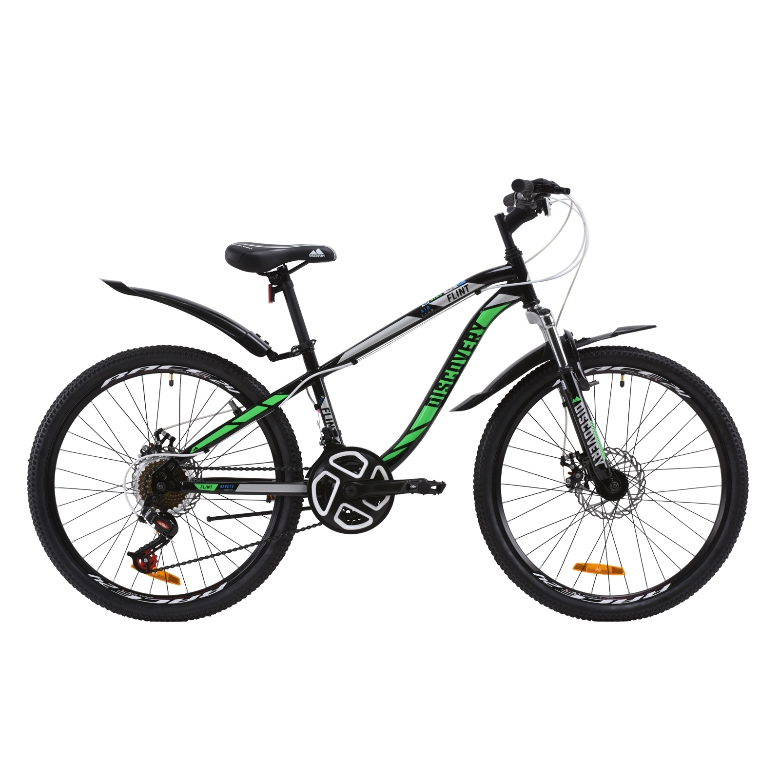 Велосипед Discovery 24" FLINT AM DD рама-13" St 2020 черно-зеленый (OPS-DIS-24-159)