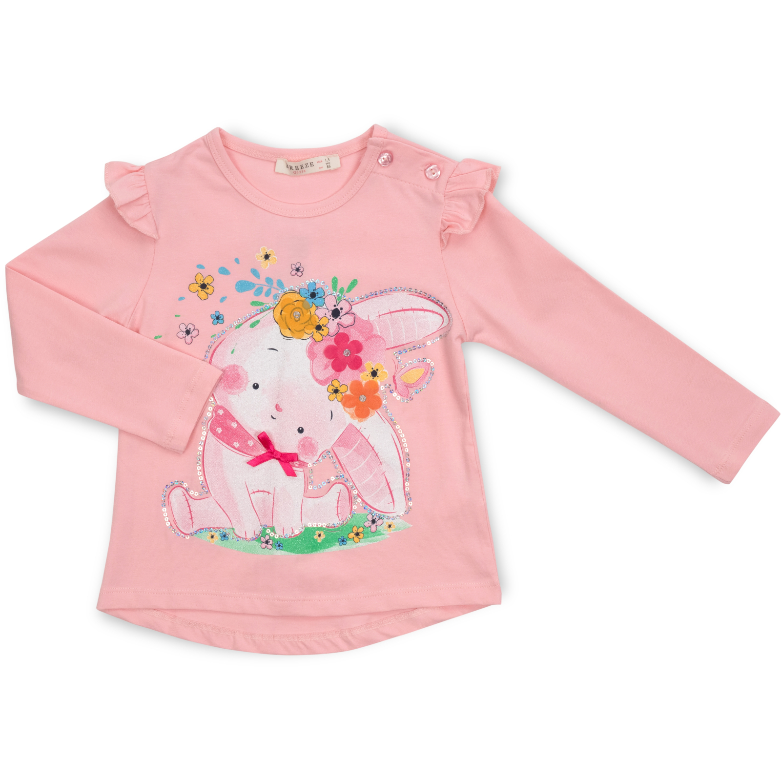 Набір дитячого одягу Breeze з зайчиком у квітах (13299-104G-pink) зображення 2