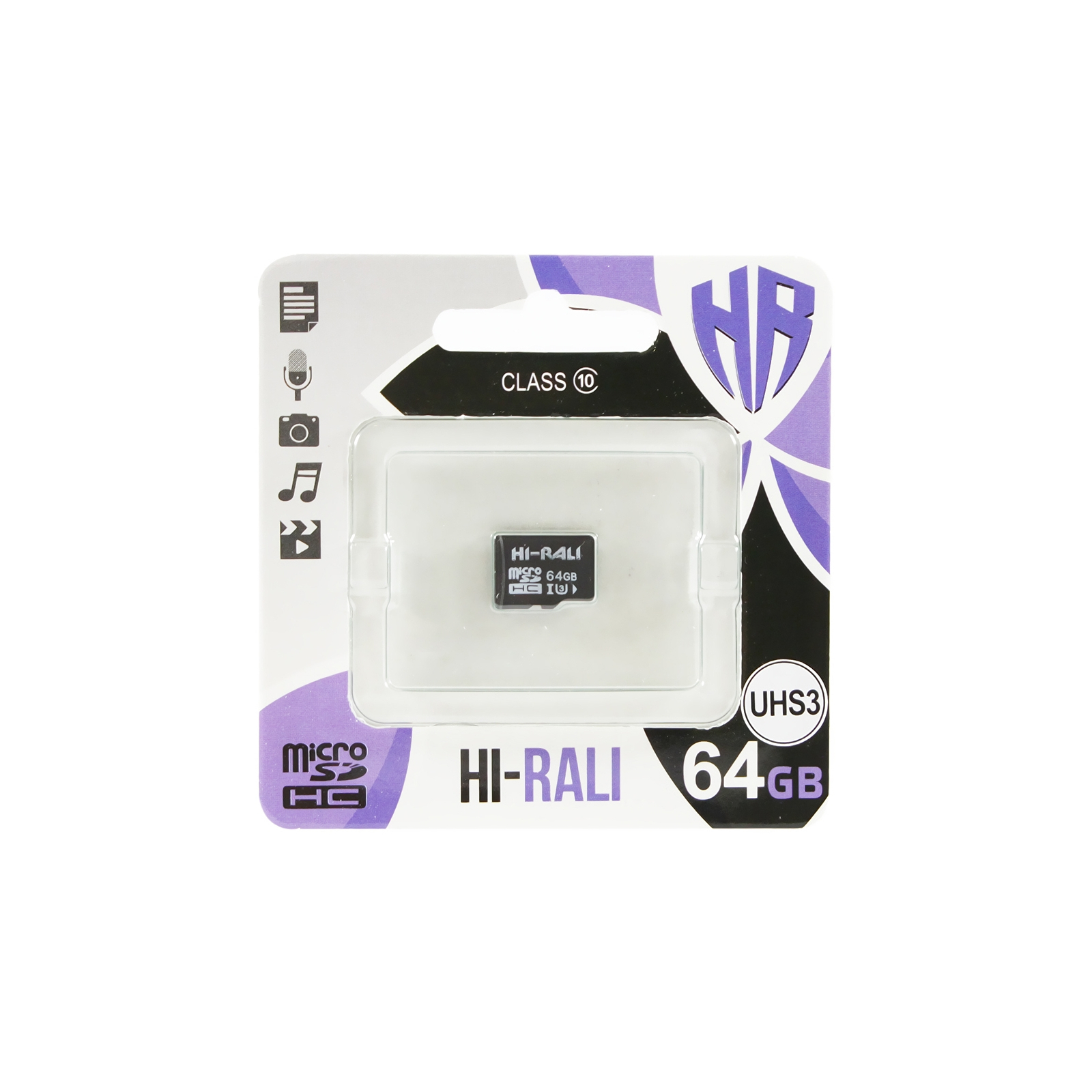 Карта памяти Hi-Rali 64GB microSD class10 UHS-I U3 (HI-64GBSDU3CL10-00)