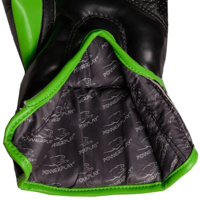 Боксерські рукавички PowerPlay 3018 14oz Black/Green (PP_3018_14oz_Black/Green) зображення 5