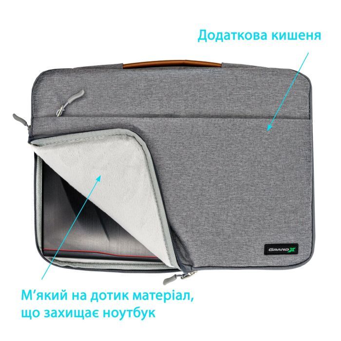 Чехол для ноутбука Grand-X 14'' SLX Grey (SLX-14G) изображение 4