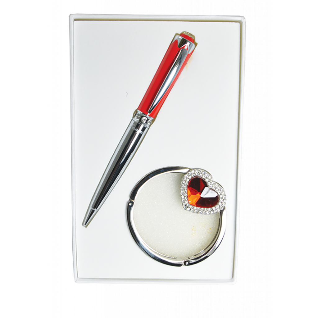 Ручка кулькова Langres набір ручка + гачок для сумки Crystal Червоний (LS.122028-05)