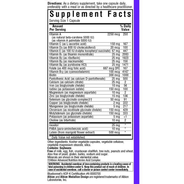 Мультивітамін Bluebonnet Nutrition Мультивітаміни з залізом, MultiONE, 30 гелевих капсул (BLB0126) зображення 2