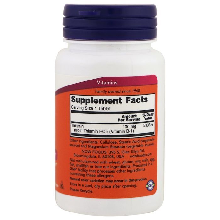 Витамин Now Foods Витамин В1 (Тиамин), Vitamin B1, 100 мг, 100 таблеток (NF0446) изображение 2